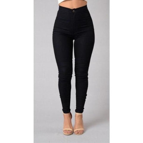 High Waist Denim Jeans- Black
