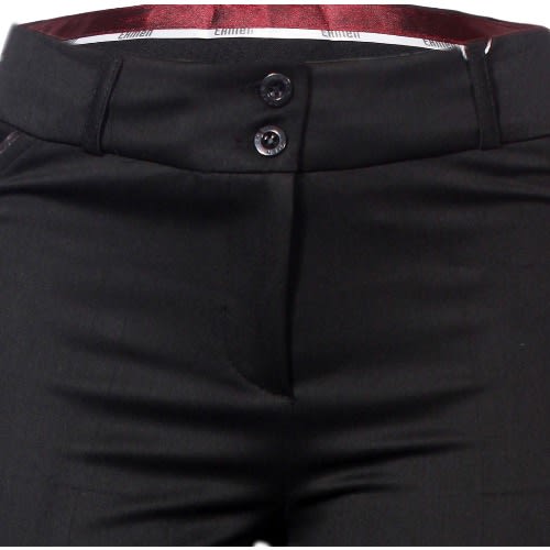 Super Comfy Flat Front Stretch Trousers Pants- Black