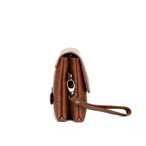 Men's Designer Leather Flip Flap Purse - Brown