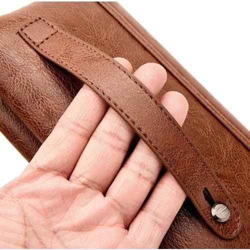 Men's Designer Leather Flip Flap Purse - Brown