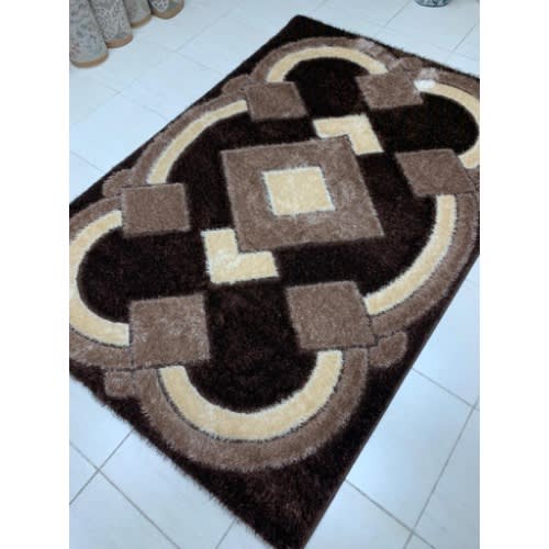 Pattern Center Shaggy Rug -4 By 6ft -Multicolor