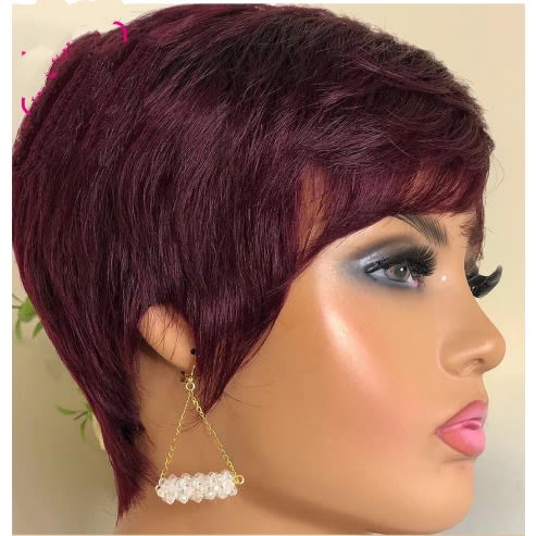 Short Pixie Hair Wig - Burgundy