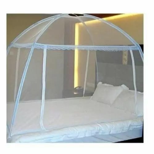 Foldable Mosquito Net Tent - 7ft X 7ft With Elastic Metal Frame - Non Breakable