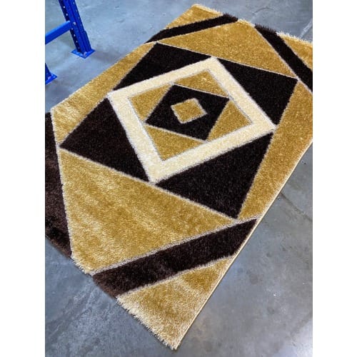 Pattern Center Shaggy Rug -4 By 6ft -Multicolor