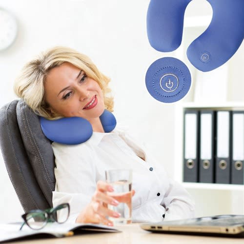 U-shaped Vibrating Neck Pillow Massager - Blue