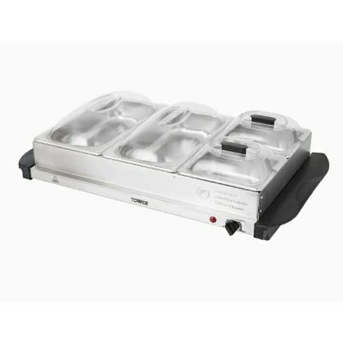 4-Tray Buffet Server & Plate Warmer With Adjustable Temperature Setting - 7Ltrs - 300W