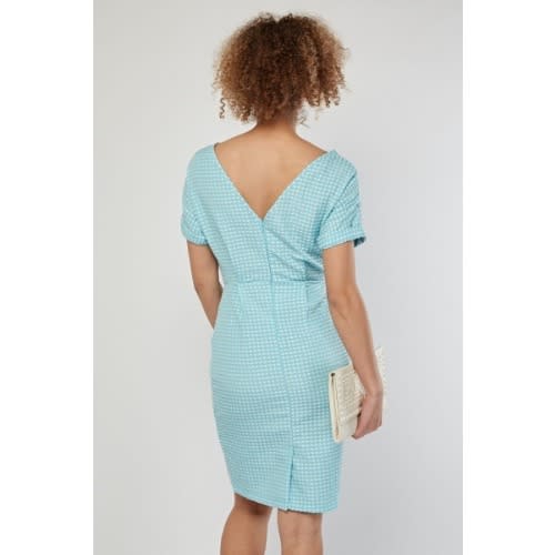 Rolled Sleeve Midi Dress - Blue