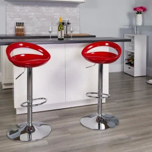Open Bar Stool- Red Set of 2