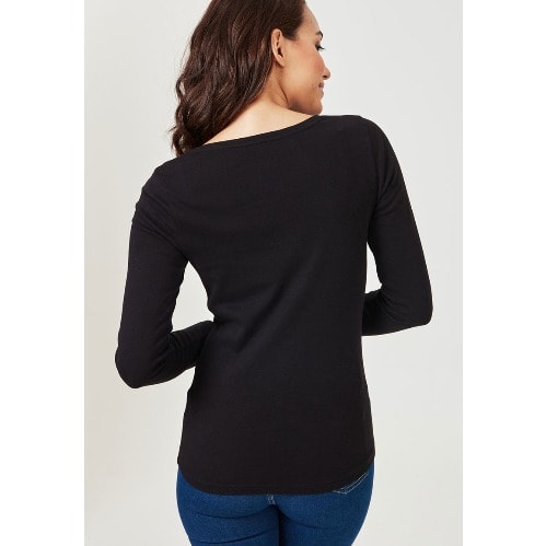 Women's Crew Neck Long Sleeve Cotton Tshirt