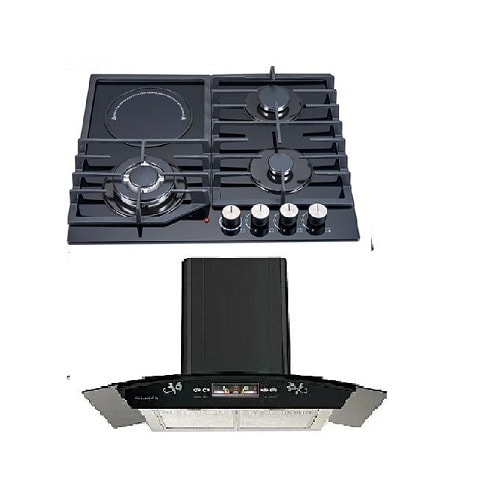 90cm Smoke Extractor Hood + 4 Burner Hob  - 3 Gas + 1 Electric