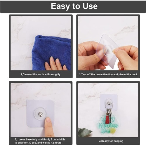 6 Pcs Strong Self Adhesive Hanging Hooks Screw Punch-free Wall