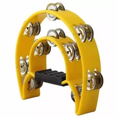 Double Jingle Hand-held Tambourine - Yellow