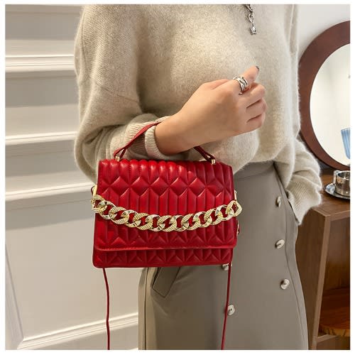 Ladies Leather Hand Bag- Red