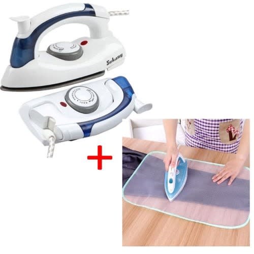 Foldable Travel Iron + Protective Ironing Mesh
