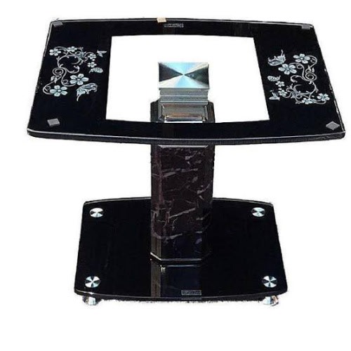 Glass Side Stool - Black