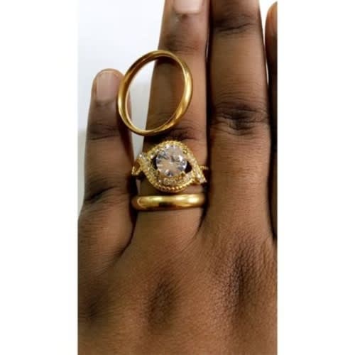Wedding Ring Set - 3  In 1 -  Gold