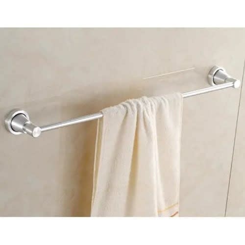 Rail Towel Hanger - Silver With Large White Towel
