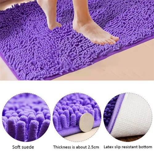 Large Size Bathroom/living Room Non-slip Thick Absorbent Doormat - Purple