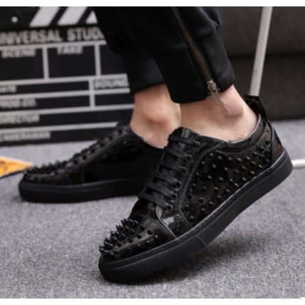 Rivet Studded Sneakers - Black