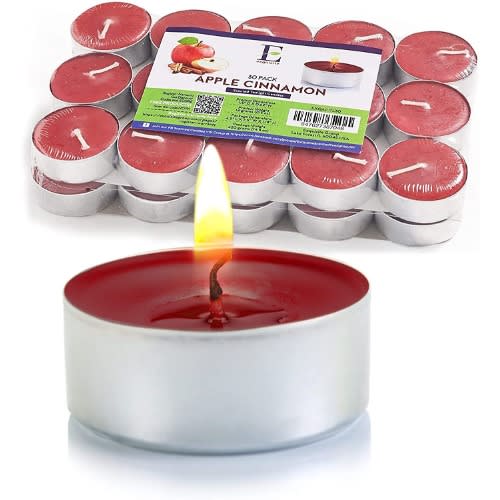 Scented Cinnamon Fall Tea Light Candles - 24 Pack Fall