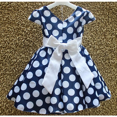 Polka Dot Girls Party Dress - Blue