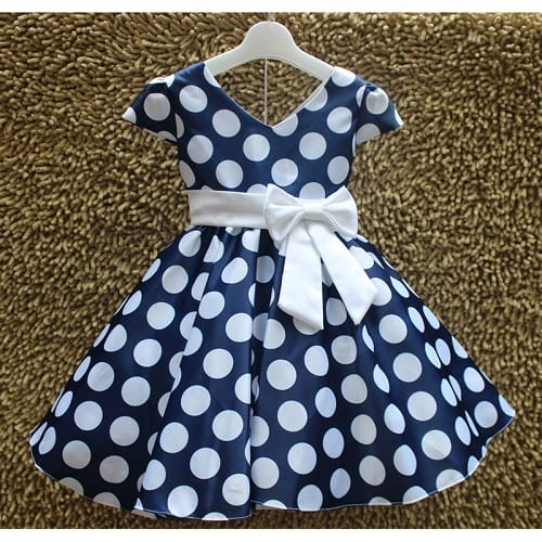Polka Dot Girls Party Dress - Blue