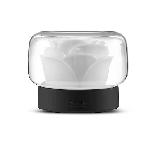 Flower Ultrasonic Aroma  Diffuser - Black/white + 4 Essential Oil