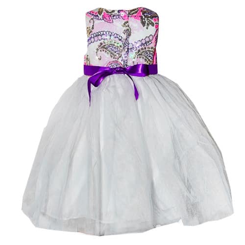 Sleeveless Sequin Dress with Purple Belt