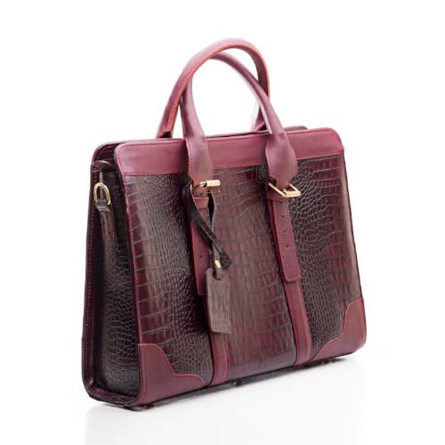 Detail Africa Handcrafted Croc Skin Zusi Leather Briefcase