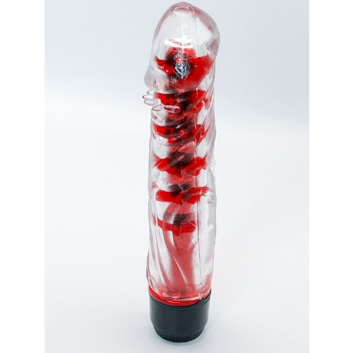 Glass Penis Dildo Vibrator - Red