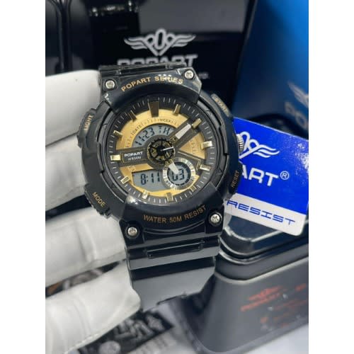 Waterproof Unisex Rubber Strap Wrist Watch Black