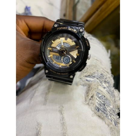 Waterproof Unisex Rubber Strap Wrist Watch Black