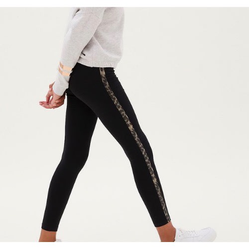 Cotton Rich Animal Side Stripe Leggings Black Mix