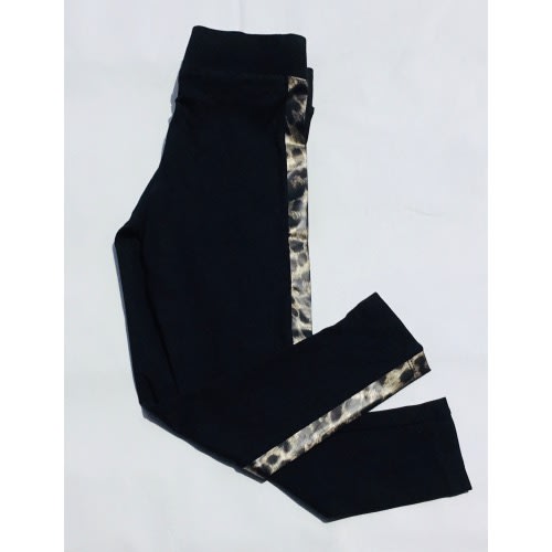 Cotton Rich Animal Side Stripe Leggings Black Mix