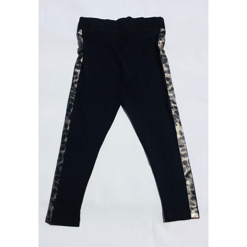 Cotton Rich Animal Side Stripe Leggings Black Mix