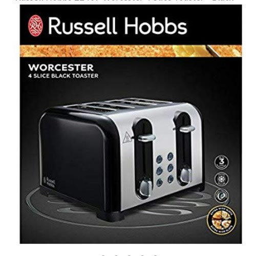 Worcester Extra Wide Slots 4-Slice - Family Size Pop-Up Toaster - Black  With Gift Item