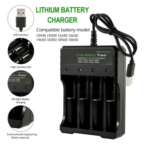 4 Slot Bay- Lithium-ion Rechargeable Battery Charger