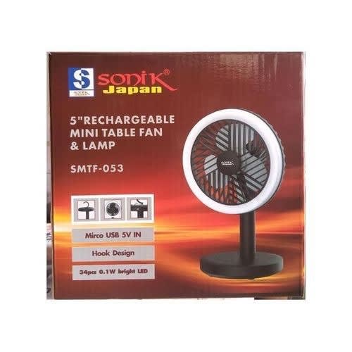Rechargeable Mini Table Fan With Round LED Lamp -5" -2200mAh