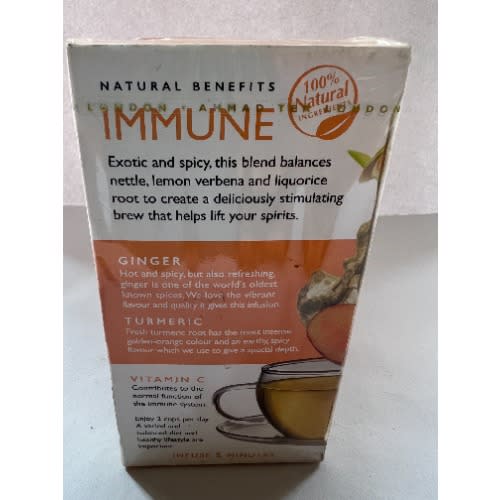 Ahmad Lemon Ginger And Tumeric Immune Infusion Tea-20teabag