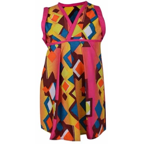 Debnova Designs Colourful Ankara Dress with Pink Trimmings
