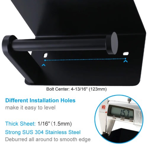 Aplusee - Stainless Steel - Paper Towel Holder Plus Cell Phone Wall Storage - Black