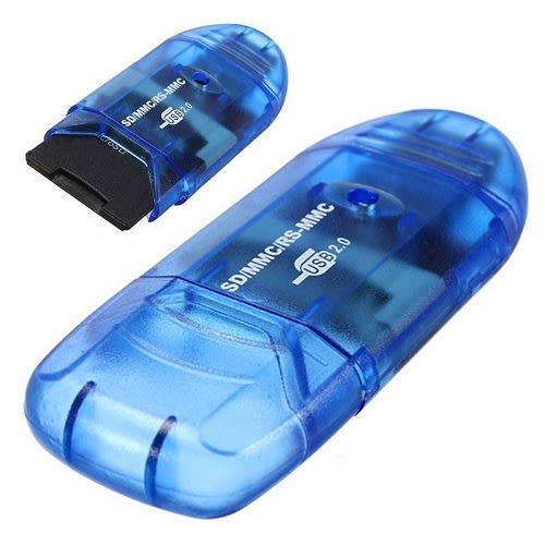 High Speed Mini Micro Sd T-flash Tf Sdhc Usb 2.0 Memory Card Reader Adapter - blue