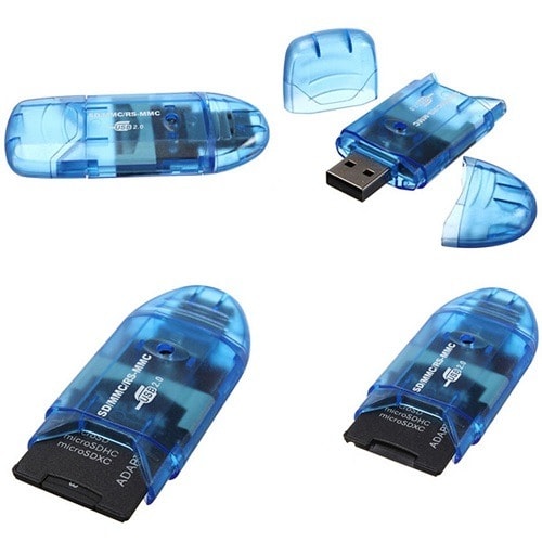 High Speed Mini Micro Sd T-flash Tf Sdhc Usb 2.0 Memory Card Reader Adapter - blue
