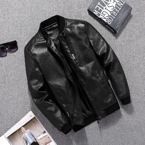 Men's Black Leather Biker Jacket