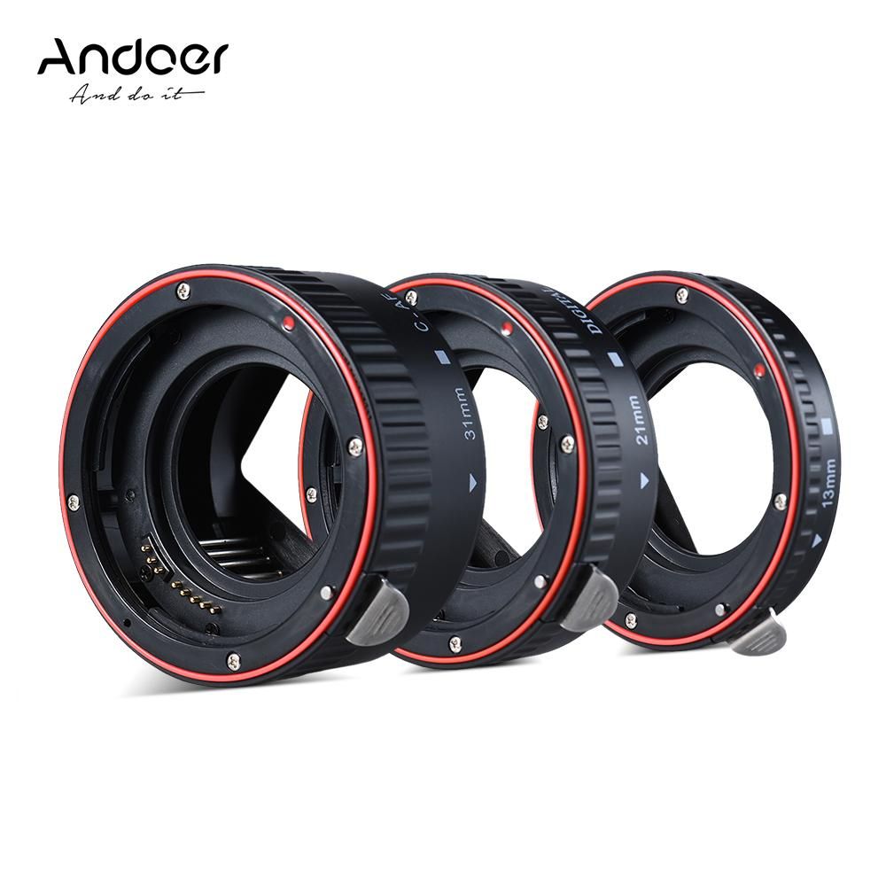 Andoer Macro Extension Tube Set 3-Piece 13mm 21mm 31mm Auto Focus Extension Tube Rings for Camera Body and Lens of 35mm SLR Compatible for Canon all EF and EF-S Lenses