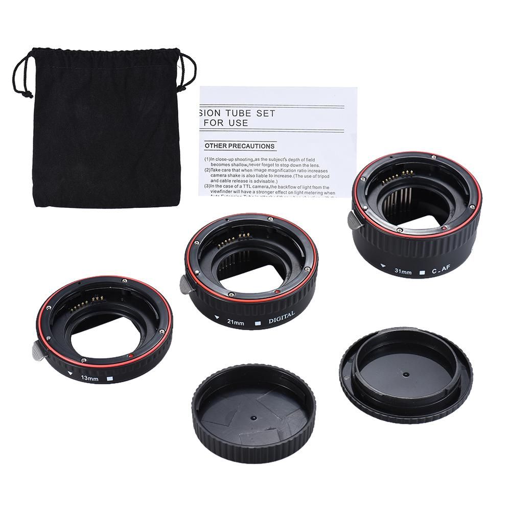 Andoer Macro Extension Tube Set 3-Piece 13mm 21mm 31mm Auto Focus Extension Tube Rings for Camera Body and Lens of 35mm SLR Compatible for Canon all EF and EF-S Lenses