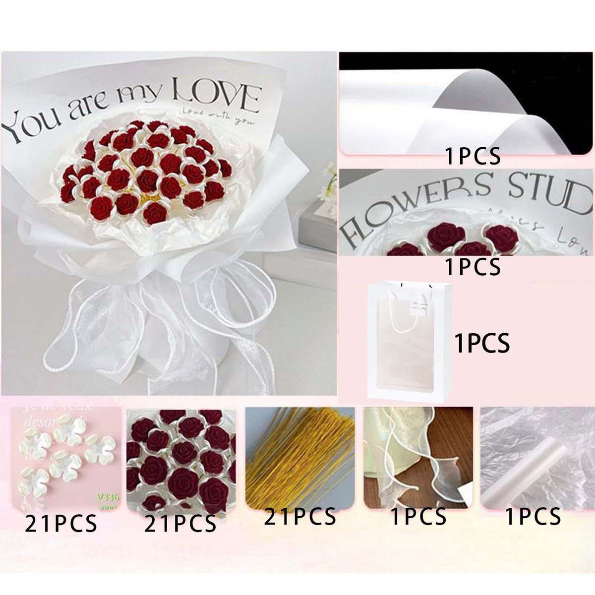 Roses Bouquet Flower Bouquet Craft For Anniversary Red