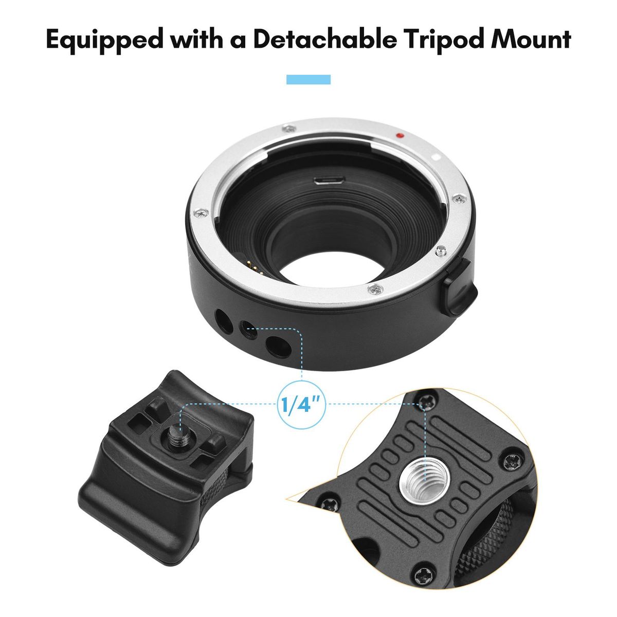 Andoer EF-FX II Lens Mount Adapter Ring Auto Focus Anti-Shake Aluminum Alloy with Tripod Mount Replacement for Canon EF/EF-S Lens to Fuji X-mount Mirrorless Camera XT4 XT3 XS10 XT30 XT30II XT20 X-E3 X-E2 X-E2S X-Pro2 X-Pro1 X
