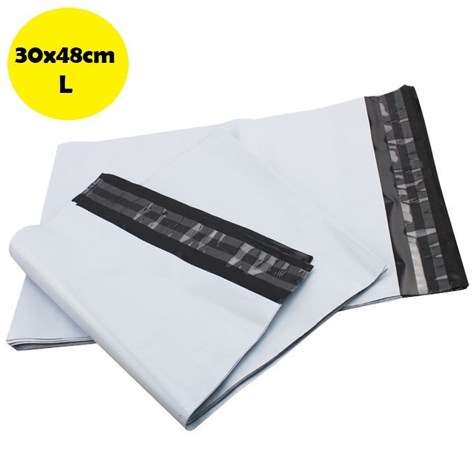 50/100pcs Self-Sealed Adhesive Courier Bags White L