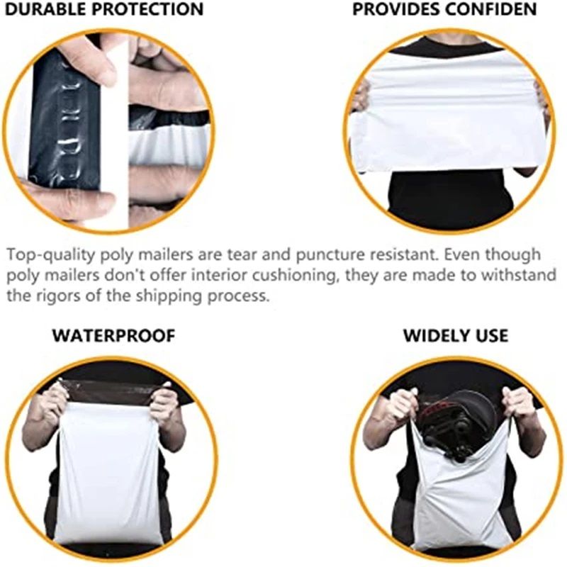 50/100pcs Self-Sealed Adhesive Courier Bags White L
